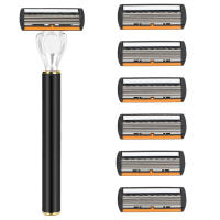 Maquinilla de afeitar portátil de acero inoxidable para hombres, cabezales de corte de seis capas, para baño, Hotel, viaje, uso doméstico - details 7