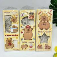 Juego de 3 reglas de dibujos animados Capybara, conjunto de papelería, combinación multifuncional, regla triangular, transportador de dibujo - details 2