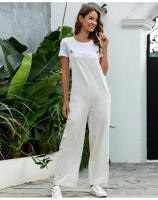 Mono informal de verano sin mangas con pernera ancha para mujer, tirantes largos, vintage - details 4