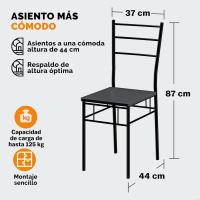 Mesa de Comedor con 4 Sillas Set 5 Pzs. Completo Madera Muebles Cocina Leo 110x68cm Tipo Industrial - details 5