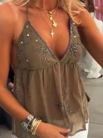 Top de Halter con Cuentas y Lentejuelas Sexy Escote en V, Espalda Abierta, Cordón, Vestido de Moda para Mujeres - details 0