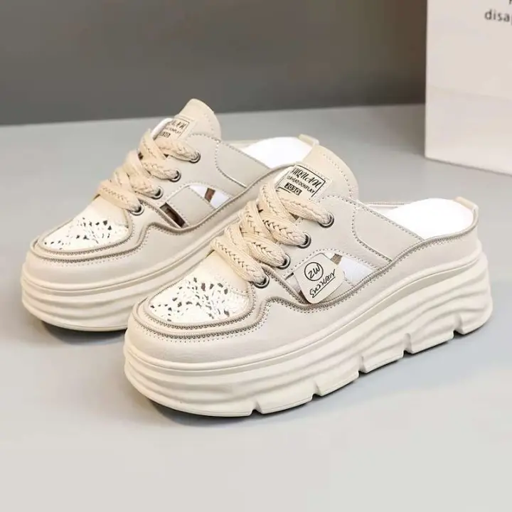 Zapatos transpirables de verano 2024, sandalias de mujer informales y a la moda con suela gruesa y suela gruesa de tela interior de gran tamaño - 1