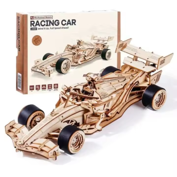 Rompecabezas 3D de Madera Robotime Modelo de Coche de Carreras Motor Roarmechanico - 1