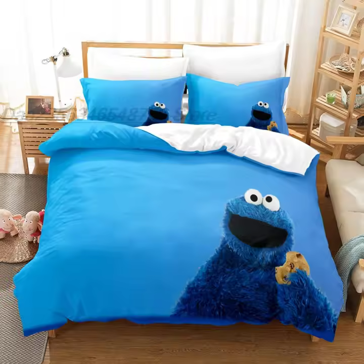 Conjunto de Ropa de Cama de Monstruo de Peluche Tamaño de Cama Único, Doble, Rey, y Reina - 1