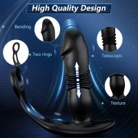 Masajeador de próstata con consolador anal con 12 vibraciones, 3 anillos de empuje para el pene, tapón anal, juguete sexual para adultos, juegos sexuales para parejas masculinas y femeninas. - details 2