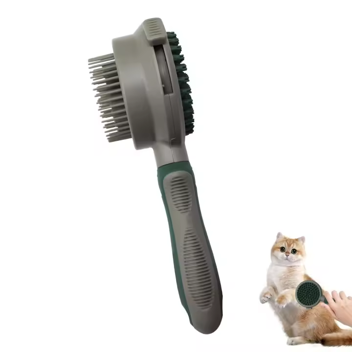Cepillo para mascotas, cepillo de pelo de gato de masaje de doble cara, cepillo de aseo suave retráctil autolimpiante con mango cómodo para el cuidado y limpieza de pelos sueltos de mascotas - 1