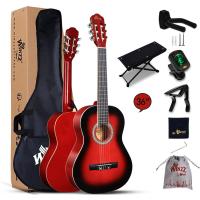 Kit de Iniciación para Guitarra Clásica 4/4 39" con Soporte de Pared con Ganchos, Diapasón, Afinador, Funda, Paño de Pulir 6 Cuerdas de Nylon, Negro - details 9