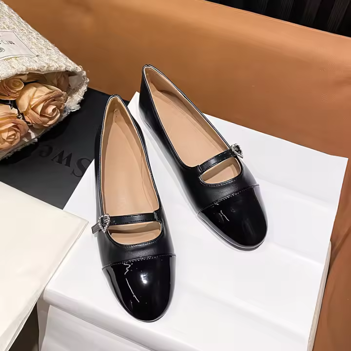 Nuevo cinturón de hebilla de diamantes a juego de colores zapatos Mary Jane de tacón grueso - 1