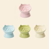 Cuenco de cerámica para comida lenta para gatos, cuenco de base alta creativo y bonito para mascotas, cuenco de alimentación para perros con boca inclinada de gran capacidad, protección para el cuello - details 1
