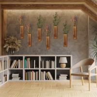 Paquete de 2 maceteros de pared de madera, macetero colgante de madera para flores secas y plantas verdes artificiales, florero de bolsillo de madera - details 6