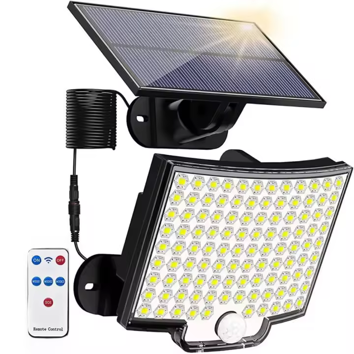 Luces Solarizadas Exteriores 106LED con Sensor de Movimiento Luz de Inundación Solar con Control Remoto 3 Modos Impermeables para Calle Jardín Pared - 1