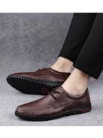 Zapatos de Cuero para Hombre Primavera-Verano 2025 Transpirables, de Primera Capa, de Piel de Vaca, Suaves, Informales, con Agujeros, para Negocios de Mediana Edad - details 3
