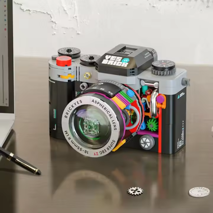 Serie de cámaras Retro, bloques de construcción, Mini ladrillo, adorno de escritorio Retro para estudiantes, modelo de juguete para niños, conjunto de regalos de cumpleaños y graduación - 1