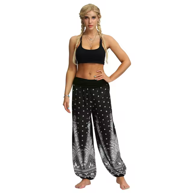 Pantalón suelto bohemio de moda - 1