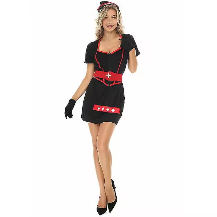Disfraz de Enfermera Negro Conjunto de Ropa para Niñas BSSM - 1