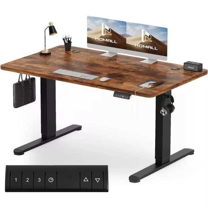 140x70 cm mesa elevadora de altura ajustable ergonómica robusta y fácil de instalar escritorio de computadora diseño moderno estilo industrial - 1