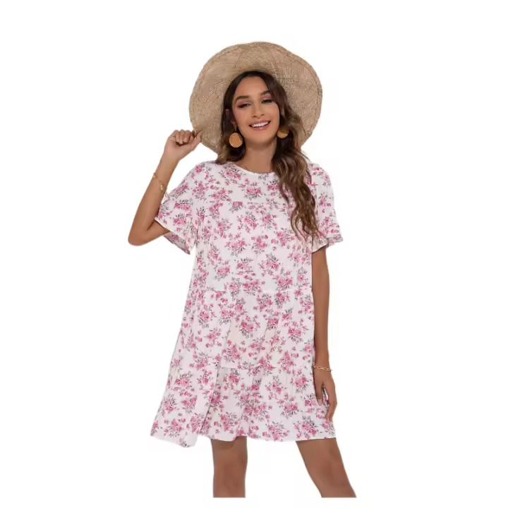 Traje casual de verano para mujer, minifalda estampada retro de ropa de mujer a la moda - 1