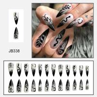 24 UDS parche degradado rojo sangre largo puntiagudo falso conjunto completo kit de uñas de Halloween usable - details 2