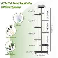 Estante de Almacenamiento para Plantas Metal Negro, Herramientas de Jardín y Guantes, 141 cm, Para Interior y Exterior, Escaleras para Plantas, para Balcón - details 4