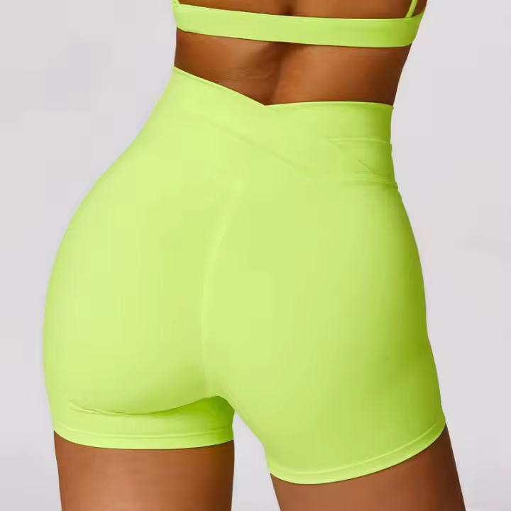 Pantalones cortos de Yoga de cintura alta para mujer, mallas cortas de realce de barriga para Fitness, gimnasio, correr - 1