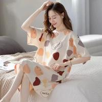 Pijama De Verano Para Mujer Camisón Corto Con Mangas Camisón Grande Talla Grande Ropa De Dormir Estilo Coreano Con Dibujos - details 2