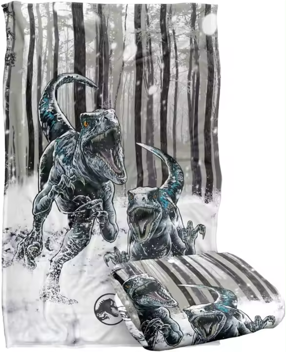 Manta Jurassic World: Dominion, manta de tacto sedoso y súper suave de Forest Hunt Raptors - 1