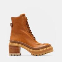 Botas hasta el tobillo informales de estilo occidental clásico con logotipo 2024, combate impermeable y plataforma de tacón de madera maciza gruesa, estilo de mujer - details 0