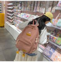 Dibujos animados estilo japonés ins lindo patito mochila femenina de pana informal mochila de campus estudiante universitario de secundaria. - details 13