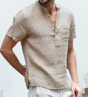 Camisas de lino con botones para hombre, camisa informal de manga corta para playa, hawaiana, para vacaciones, talla S-5XL - details 6