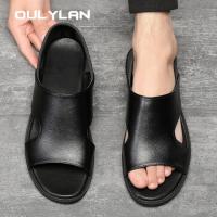 Sandalias antideslizantes para hombre, chanclas informales de cuero, cómodas, para la playa, para exteriores, para verano, 2024 - details 1
