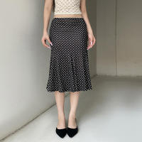 BUNO- Y2K falda elegante con estampado de puntos para mujer, falda media envolvente con volantes, trajes de vacaciones informales elegantes para primavera para mujer - details 4