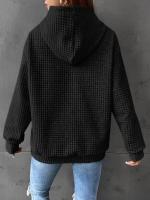 Sudadera de manga larga para mujer, con capucha de cuello redondo, color sólido, superior - details 3