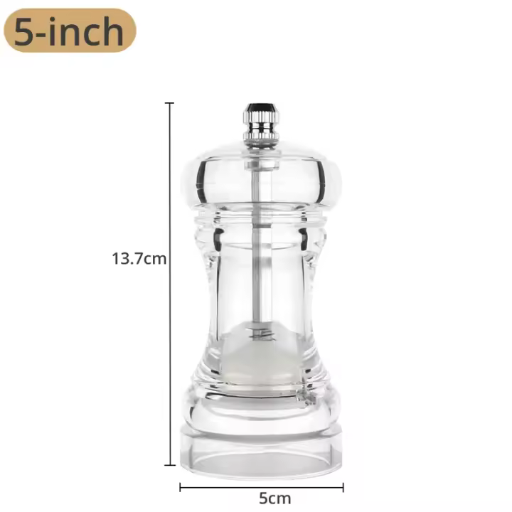 Molinillo de pimienta: salero y pimentero acrílico, aspereza ajustable de accesorios de cocina con rotor de cerámica - 1