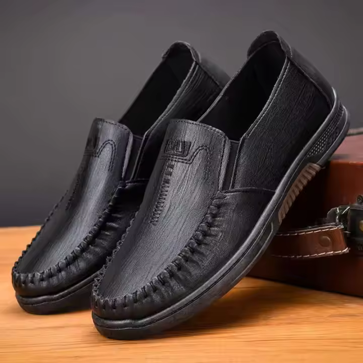 Otoño 2024 nuevos mocasines de cuero PU para hombres cómodos zapatos planos de negocios sin cordones con fondo suave para la temporada de invierno de boda - 1