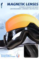 Kapvoe-gafas fotocromáticas de esquí, lentes rojas para Snowboard, deportes al aire libre, esquí de doble capa, antivaho - details 1