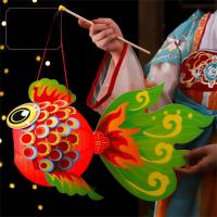 Linterna de Festival del Medio Otoño de pescado hecha a mano, linterna luminosa de loto de mediados de otoño, Kit de Material de linterna DIY de papel de estilo chino - details 6