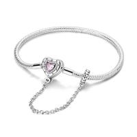 Pulseras de seguridad de corazón de melocotón de Plata de Ley para mujer, dijes colgantes originales, cuentas para joyería - details 13