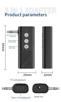 Adaptador inalámbrico 3 en 1, receptor y transmisor compatible con tarjeta SD con enchufe de Metal AUX de 3,5 MM para auriculares de TV, Bluetooth 5,3, Kit de coche - details 13