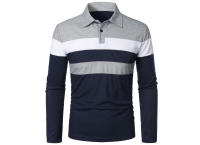Polo de golf para hombre, camiseta a rayas de manga larga con solapa, ropa deportiva transpirable, primavera y verano - details 7