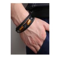 Pulsera de Ojo de Tigre y Cuero Multinivel para Hombre Brazalete Magnético con Piedras Naturales - details 2