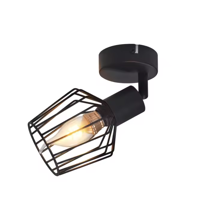 CBJKTX E14 Foco de techo - Metal 350 °   Lámpara de pared giratoria industrial para pasillo y sala de estar, color negro - 1