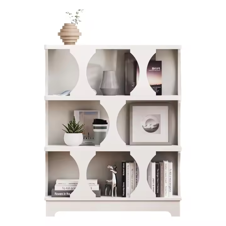 Moderno Estante de Libros en Diseño de Cilindro Ahorro de Espacio, Montaje en Suelo, Perfeccionado para Blanco y Negro - 1