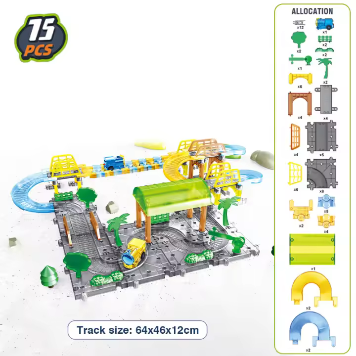 Juego de vías de ferrocarril grandes, Kits de trenes de pista eléctrica, rompecabezas de ensamblaje, juguete educativo, coche de carreras, regalo interactivo para niños, bricolaje - 1