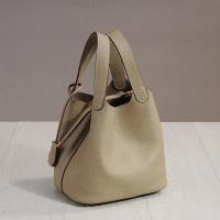 Moda cuero genuino kraft bolsa de almuerzo, bolsa de cubo boca, canasta de comida - details 5