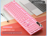 Teclado de máquina de escribir para juegos, periféricos redondos de 104 teclas con cable, Color a juego, retroiluminado, para ordenador de escritorio y portátil - details 7