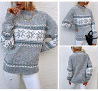 Suéter de cuello alto Medio para mujer, prendas de punto de copos de nieve de Navidad, jersey de cuello redondo, moda de invierno, 2024 - details 1