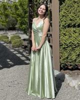 Vestidos de dama de honor A-e de color verde menta para boda, vestido de fiesta con tirantes finos de satén formal, vestidos de noche con abertura lateral larga - details 1