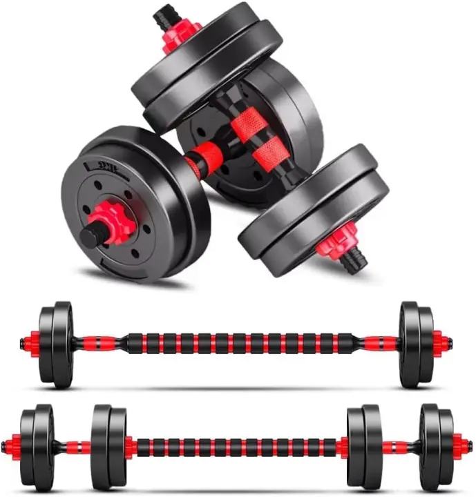 Ajustables, Juego de Pesas con Barra Libremente Combinable, 10/15KG 2 En 1 Kit de Levantamiento de Pesas para Gimnasio en casa, Pesos Fitness para Hombres/Mujeres - 1