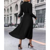 Vestido de manga larga plisada para mujer, elegante, hermoso, color sólido, moda - details 16
