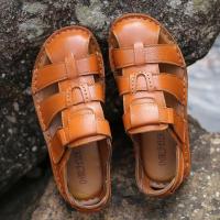 Sandalias Hombre Piel Negra Verano Cierre Velcro - details 4